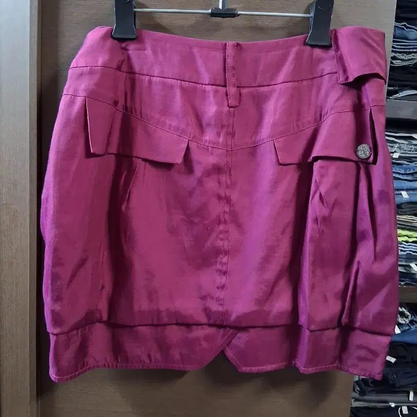 [BUNJANG] Wine Red Ribbon Detail Mini Skirt / 와인색 리본 포인트 미니 스커트(28)