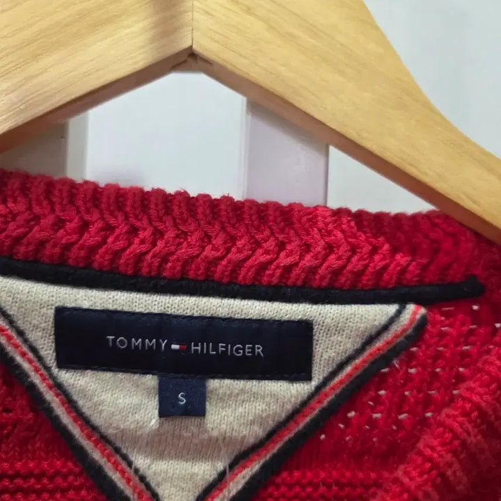 [BUNJANG] Tommy Hilfiger Red Knit Sweater / 타미힐피거 레드 니트 스웨터