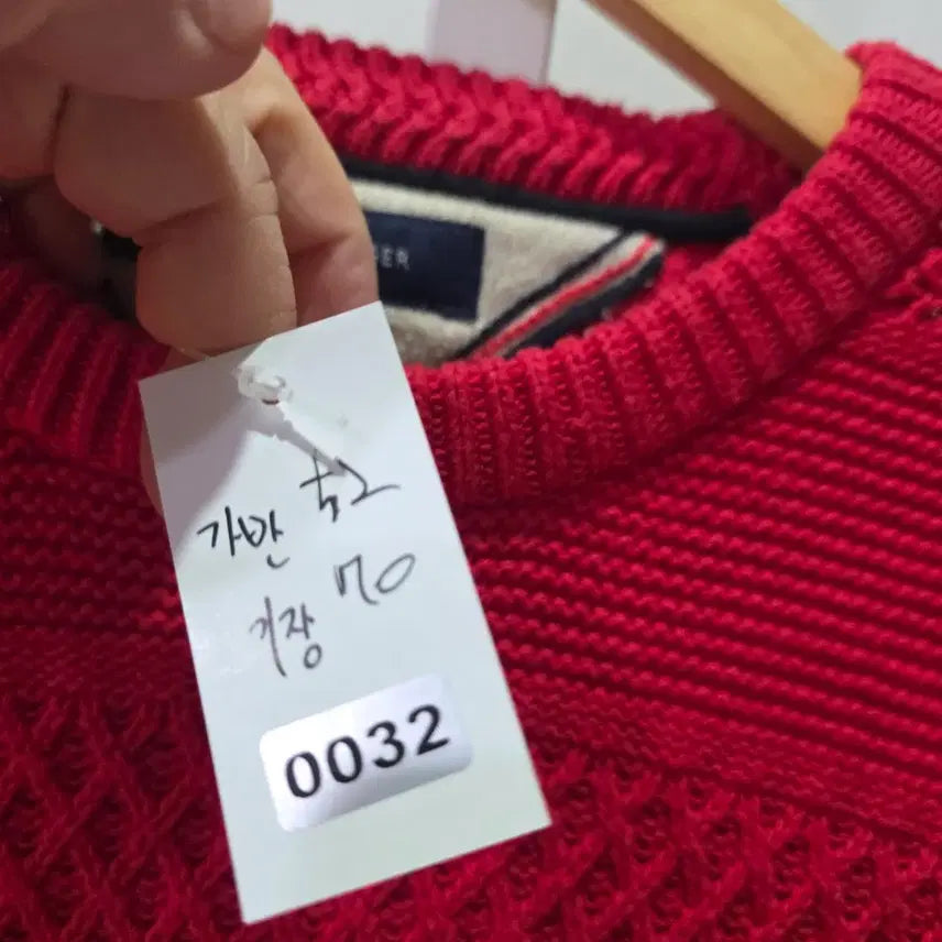 [BUNJANG] Tommy Hilfiger Red Knit Sweater / 타미힐피거 레드 니트 스웨터