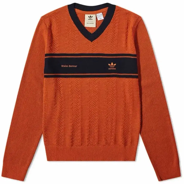 [BUNJANG] Wales Bonner x Adidas Knit Sweater Orange Navy / 웨일즈보너 아디다스 니트