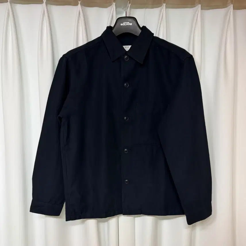 [BUNJANG] Uniqlo Linen Shirt Jacket Navy (Unisex) M / [새 상품] 유니클로 린넨셔츠자켓 m(남녀공용)