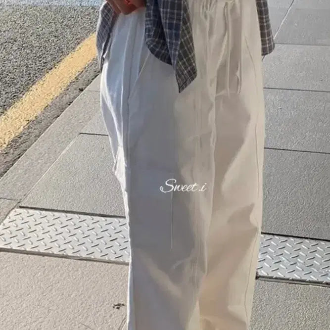 [BUNJANG] Founders Tizien Cargo Pants White / 파운더스 티젠 카고 팬츠 화이트 밴딩 카고팬츠