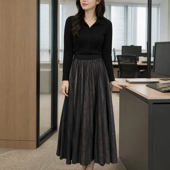 [BUNJANG] TIME Pleated Long Skirt / 타임 TIME 플리츠 롱스커트 61-94 7(24정도)