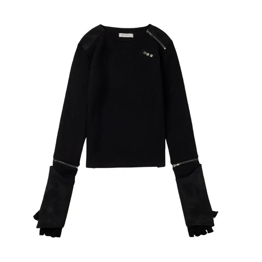 [BUNJANG] Boni &amp; Kiye Zipper Leather Top Black Size 2 / 보니앤키예 지퍼 레더 탑 블랙 2 size
