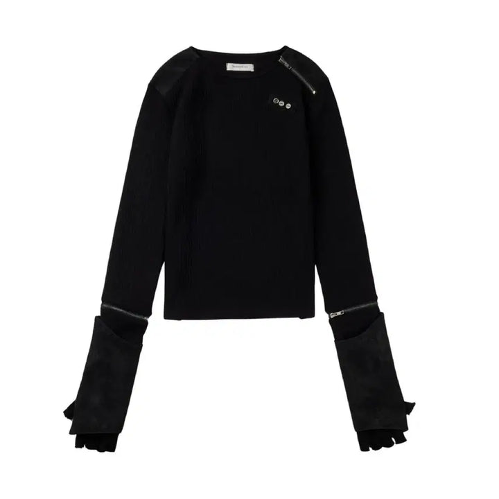 [BUNJANG] Boni &amp; Kiye Zipper Leather Top Black Size 2 / 보니앤키예 지퍼 레더 탑 블랙 2 size