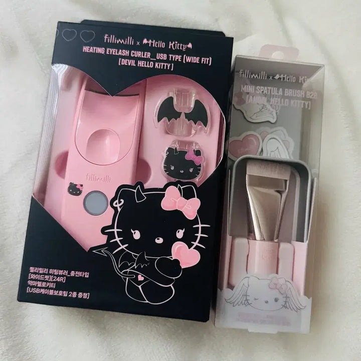 [BUNJANG] Filimili Hello Kitty Heated Eyelash Curler Wide Fit + 828 Brush Bundle Set / 미개봉) 필리밀리 헬로키티 히팅뷰러 와이드핏 +828브러쉬