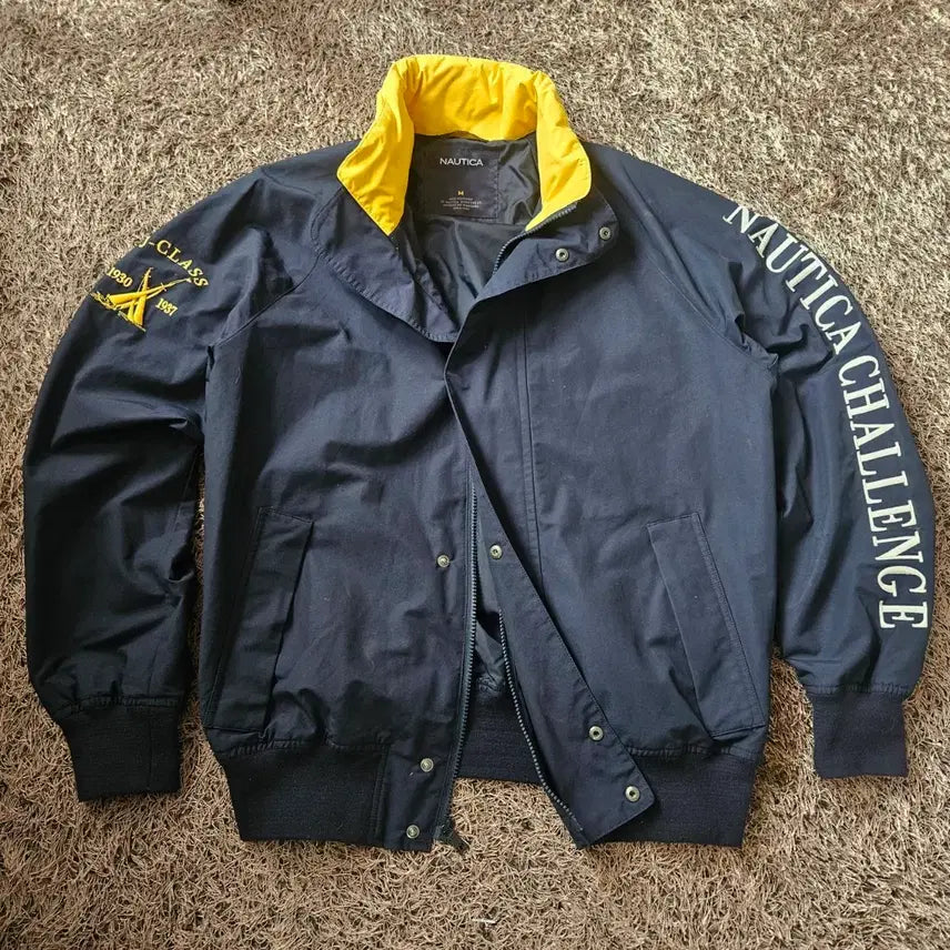 [BUNJANG] Nautica Old School Spellout Nylon Zip-Up Bomber Jacket (M) / 노티카 올드스쿨 스펠아웃 나일론 집업 봄버자켓 M size