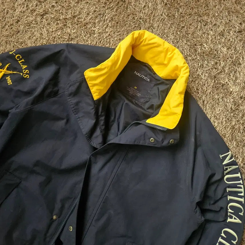 [BUNJANG] Nautica Old School Spellout Nylon Zip-Up Bomber Jacket (M) / 노티카 올드스쿨 스펠아웃 나일론 집업 봄버자켓 M size