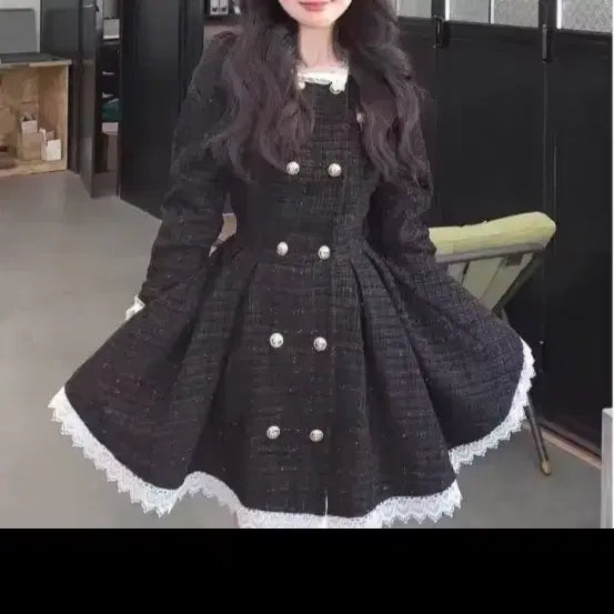 [BUNJANG] Black Tweed Midi Dress XL / 검정 트위드 원피스 XL 팔아요