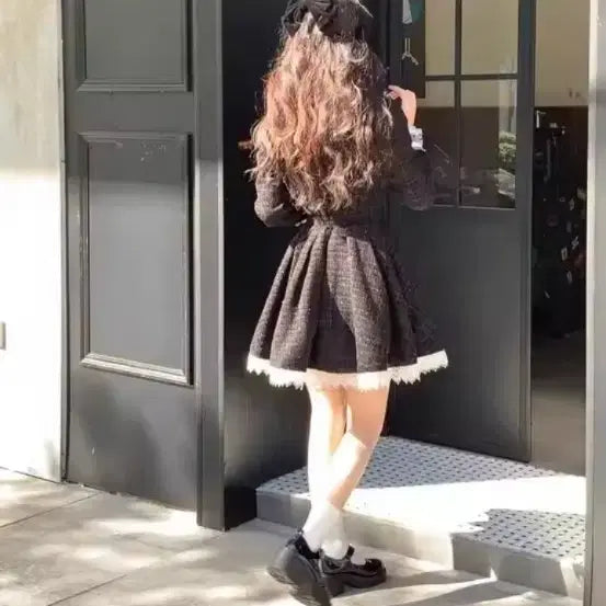 [BUNJANG] Black Tweed Midi Dress XL / 검정 트위드 원피스 XL 팔아요