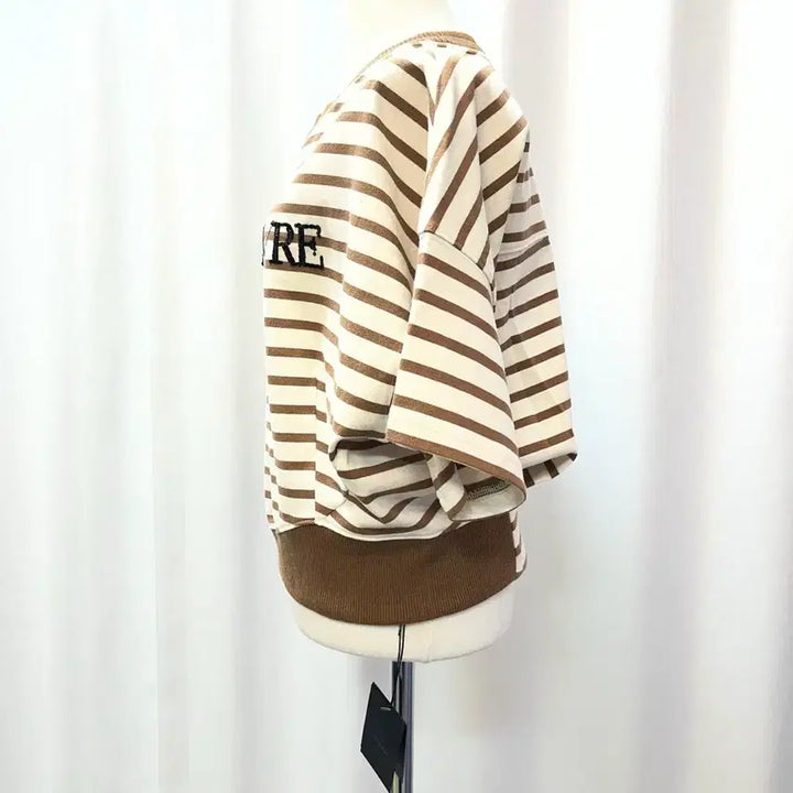 [BUNJANG] System 2022 Stripe Short Sleeve Knit Top Beige Brown / SYSTEM 2022년 스트라이프 반팔 니트 F 새상품 베이지 브라운