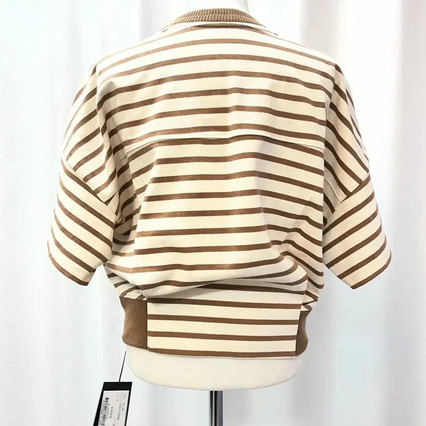 [BUNJANG] System 2022 Stripe Short Sleeve Knit Top Beige Brown / SYSTEM 2022년 스트라이프 반팔 니트 F 새상품 베이지 브라운
