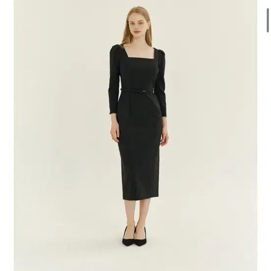 [BUNJANG] Le Romantique Square Neck Slim Black Dress / 르로망 스퀘어넥 슬림 블랙 원피스