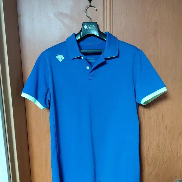 [BUNJANG] Descente Blue Short-Sleeve Polo T-Shirt / 데상트 블루 반팔 카라 티셔츠