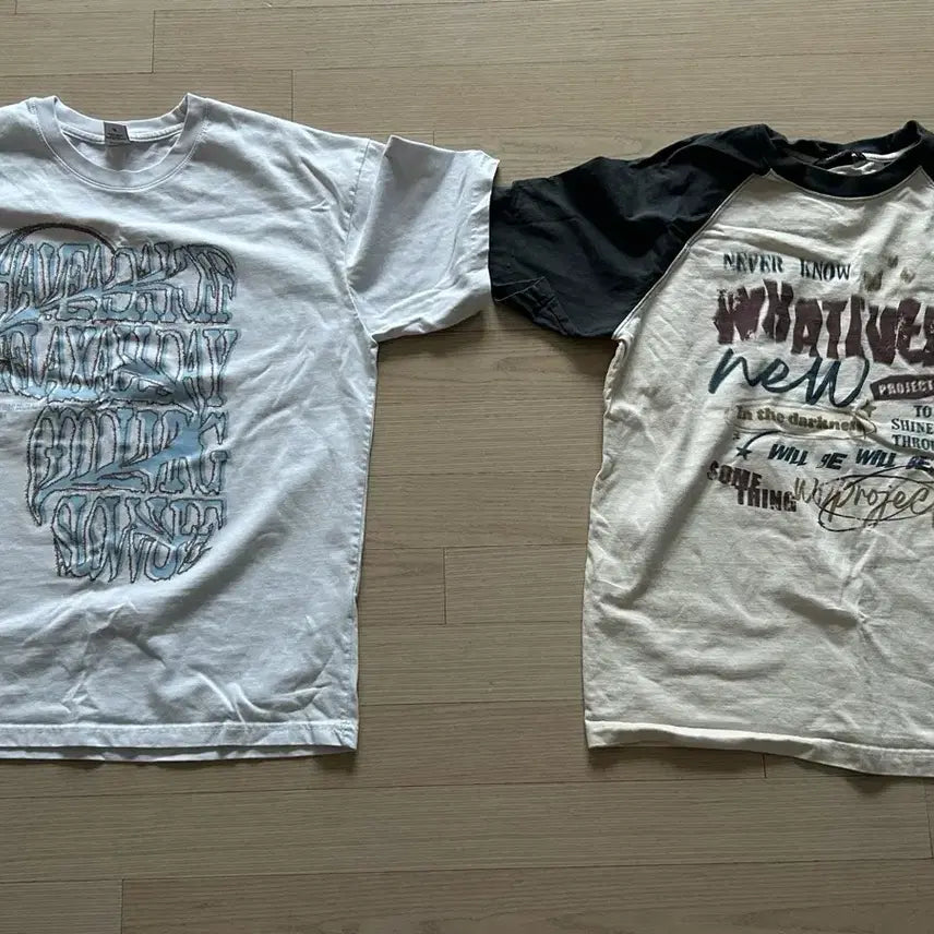 [BUNJANG] Printing Short-Sleeve T-Shirt 2-Set / 프린팅 반팔 티셔츠 2종 세트