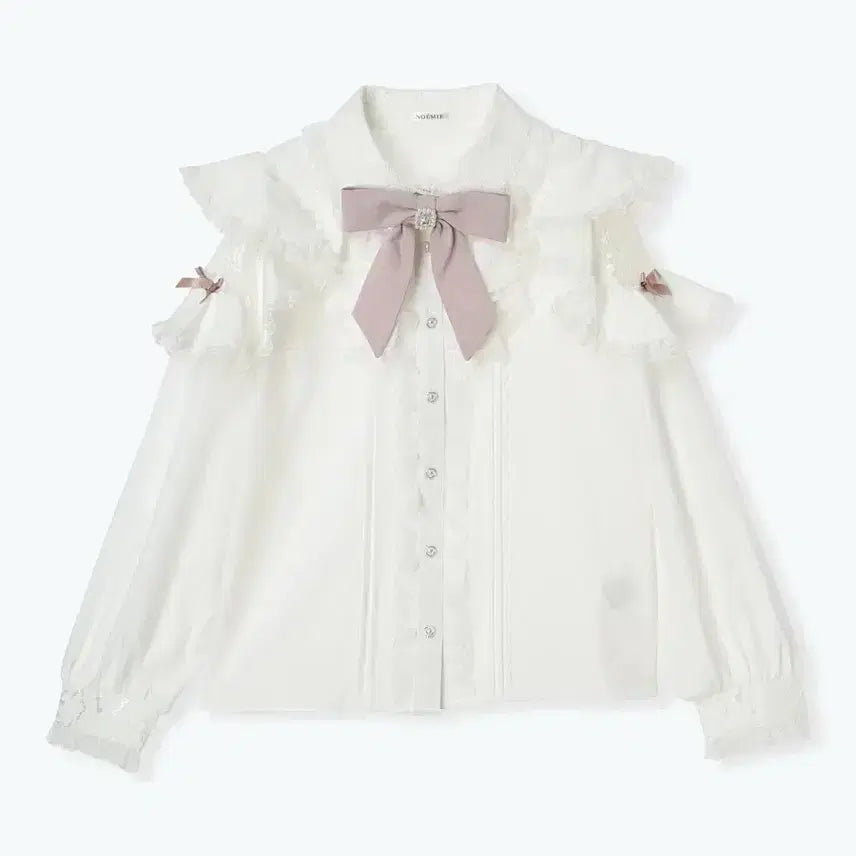 [BUNJANG] Noemie Ribbon Blouse White Pink M / 리본x)노에미 블라우스 흰핑 m 지뢰계 양산형 양지뢰
