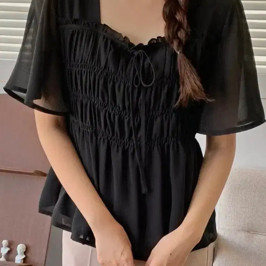 [BUNJANG] Chiffon Banding Blouse (Set of 2) / 쉬폰 밴딩 블라우스 2종