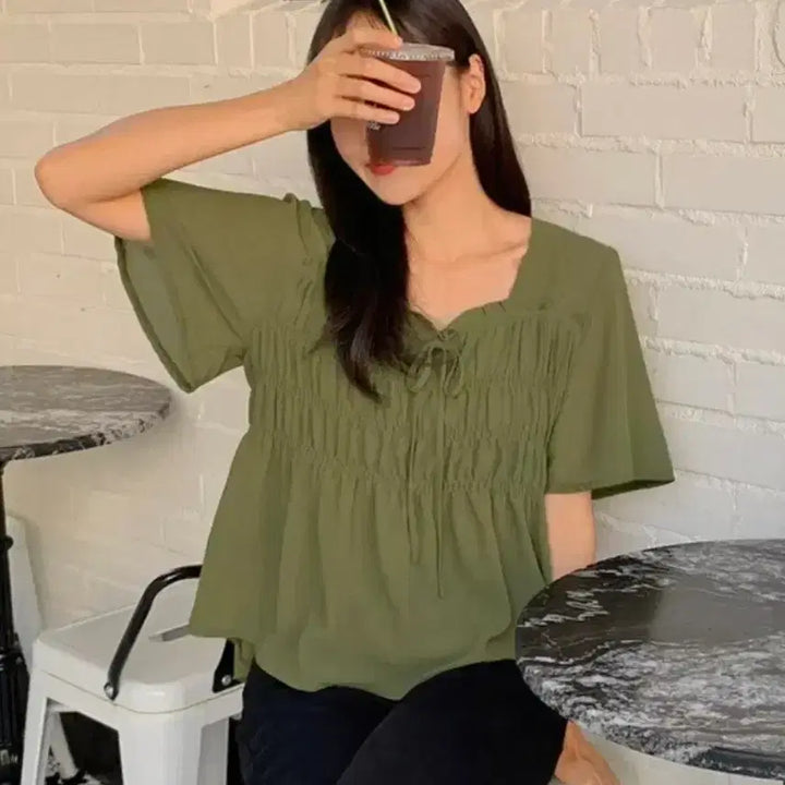 [BUNJANG] Chiffon Banding Blouse (Set of 2) / 쉬폰 밴딩 블라우스 2종