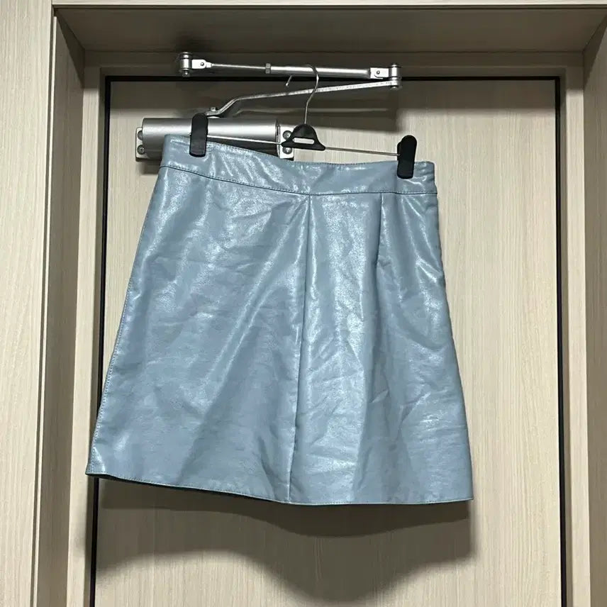 [BUNJANG] Leather Mini Skirt - Blue / 레더 스커트 블루