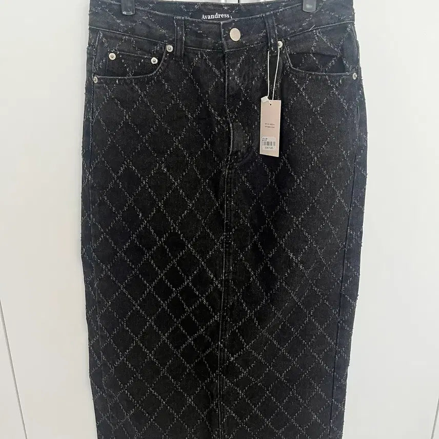 [BUNJANG] Urban Dress Quilting Long Denim Skirt Black / 어반드레스 퀼팅 롱 데님 스커트 블랙