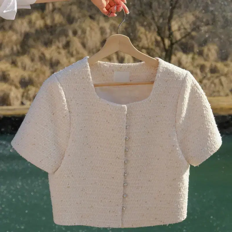 [BUNJANG] Ouris Short Sleeve Tweed Jacket / 아워리스 반팔트위드자켓