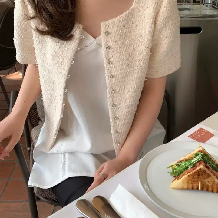 [BUNJANG] Ouris Short Sleeve Tweed Jacket / 아워리스 반팔트위드자켓