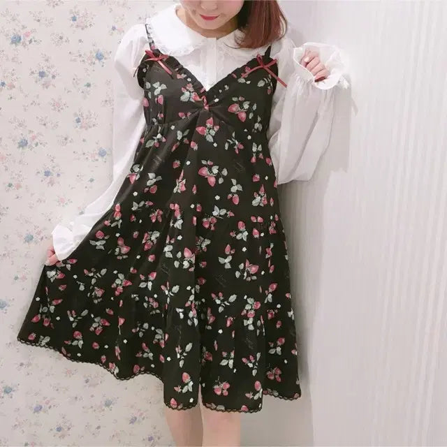 [BUNJANG] Honey Cinnamon Strawberry Camisole Dress / 허니시나몬 딸기 캐미솔원피스