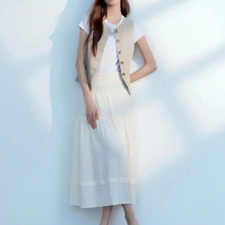 [BUNJANG] DKNY Linen Vest XS Beige / DKNY 린넨 베스트 xs