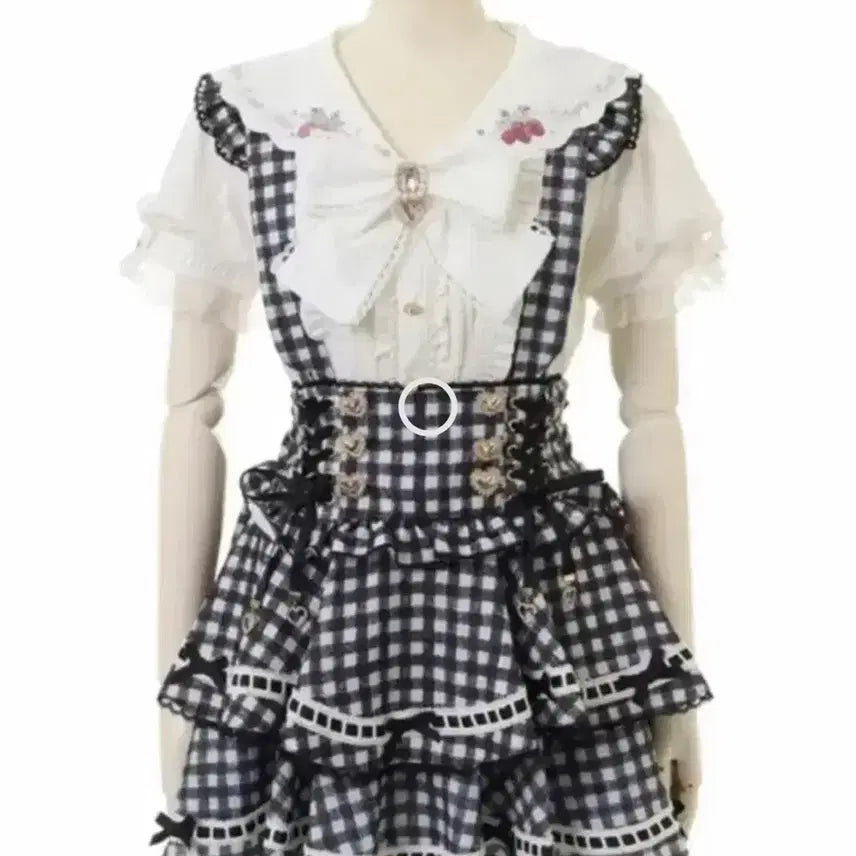 [BUNJANG] Liz Lisa Gingham Tweed Suspenders - Black / (새상품) 리즈리사 lizlisa 깅엄 트위드 서스펜더 블랙 양지뢰