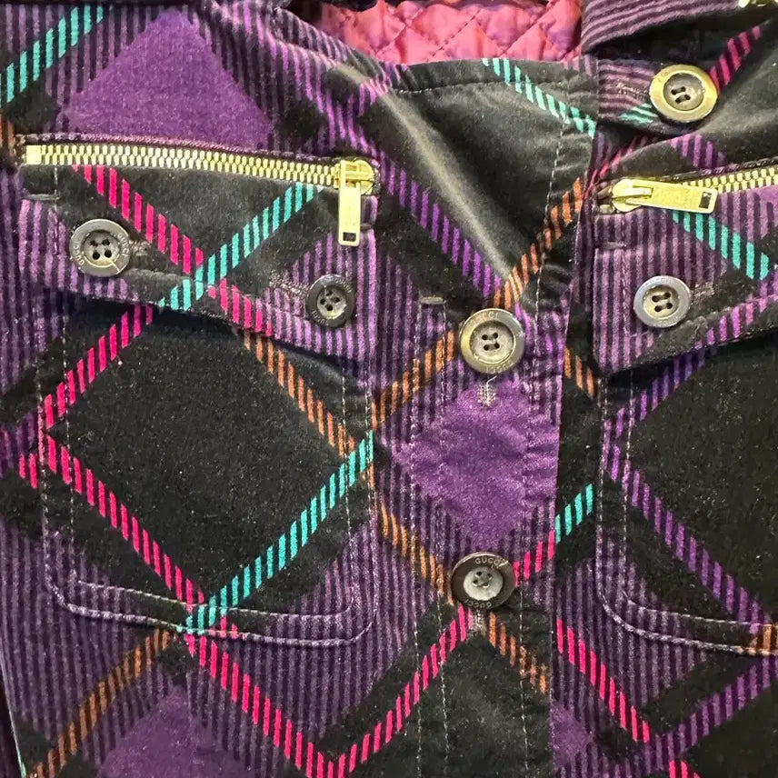 [BUNJANG] Gucci Purple Check Velvet Jacket / 구찌 퍼플 체크 벨벳 자켓