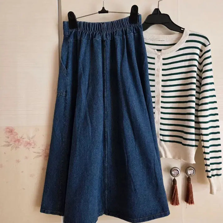[BUNJANG] A-Line Denim Long Skirt / 청 데님 A라인 롱 스커트