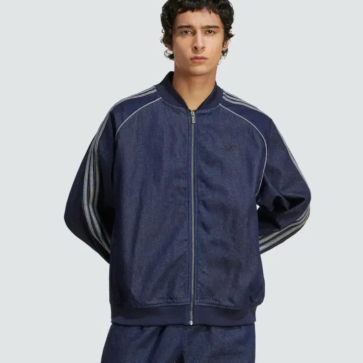[BUNJANG] Adidas Superstar Loose Denim Track Top Jacket M / 아디다스 슈퍼스타 루즈 데님 트랙탑 자켓