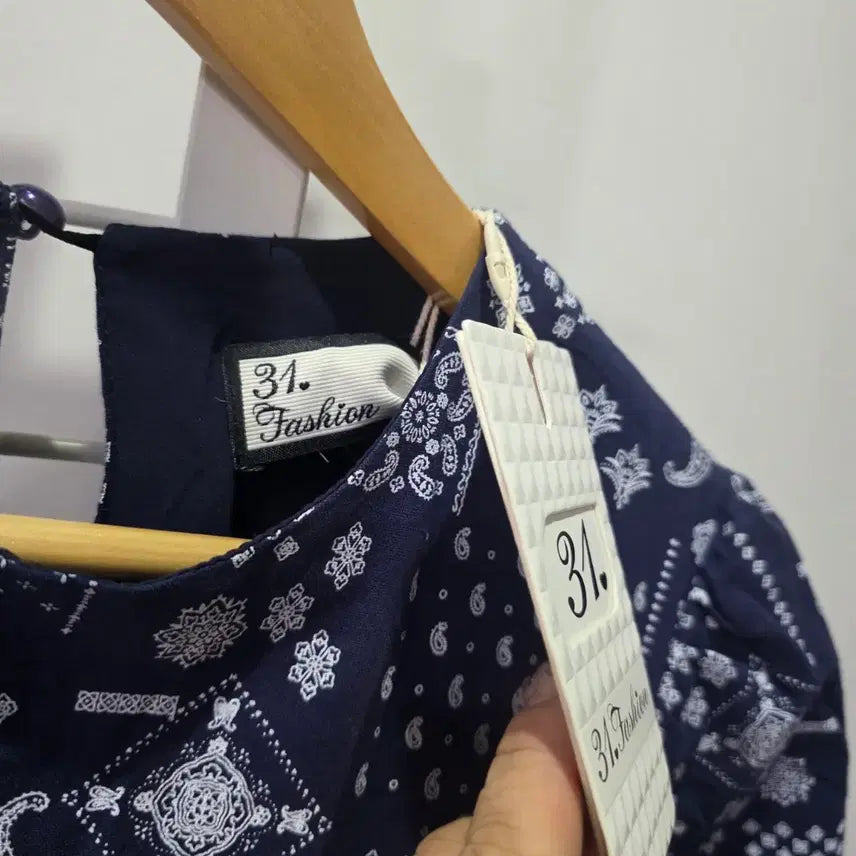 [BUNJANG] 31.ashion Navy Short Sleeve Midi Dress / 31. 31.ashion 반팔 원피스 패턴 네이비