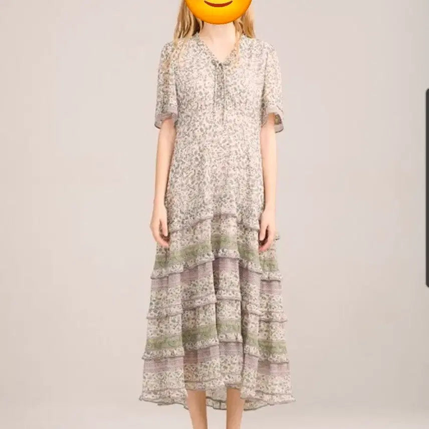 [BUNJANG] Thursday Island Flower Chiffon Ruffle Long Dress / 써스데이아일랜드(스타일)고급플라워 쉬폰 캉캉 롱 원피스
