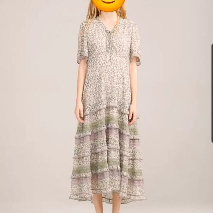 [BUNJANG] Thursday Island Flower Chiffon Ruffle Long Dress / 써스데이아일랜드(스타일)고급플라워 쉬폰 캉캉 롱 원피스