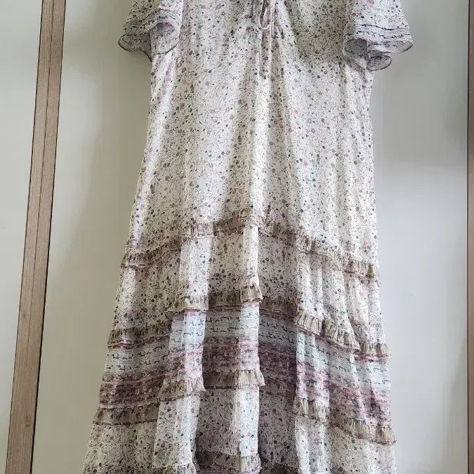 [BUNJANG] Thursday Island Flower Chiffon Ruffle Long Dress / 써스데이아일랜드(스타일)고급플라워 쉬폰 캉캉 롱 원피스