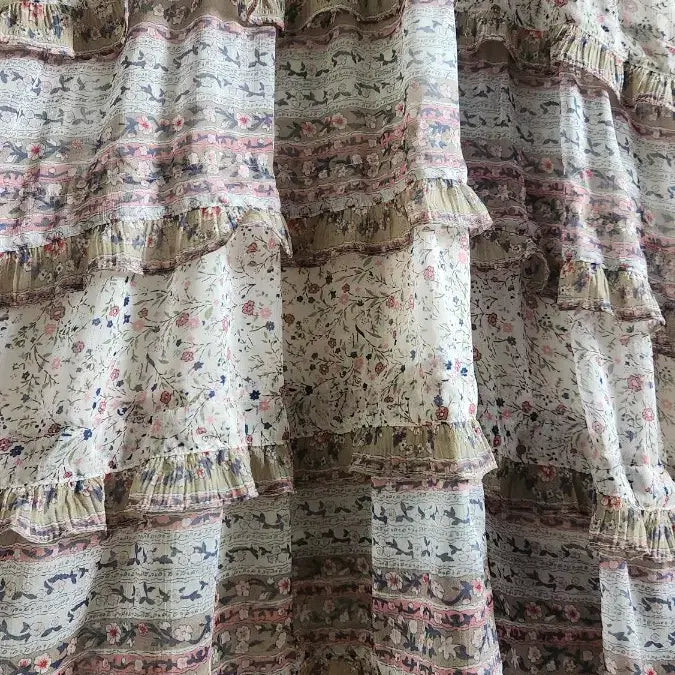 [BUNJANG] Thursday Island Flower Chiffon Ruffle Long Dress / 써스데이아일랜드(스타일)고급플라워 쉬폰 캉캉 롱 원피스