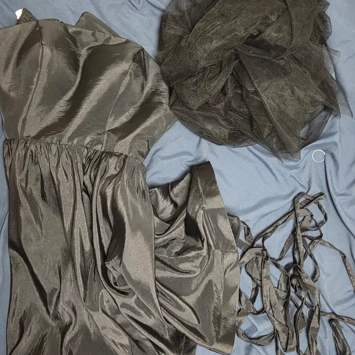 [BUNJANG] Black Strap Sleeveless Mini Dress + Mesh Shawl Set / 셀프웨딩) 블랙 끈 민소매 원피스 + 망사 숄 세트
