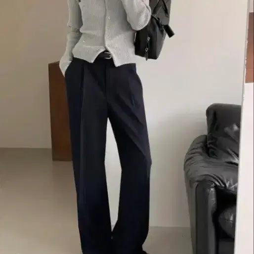 [BUNJANG] Benito Tencel Denim-Like One-Pin Tuck Slacks (Standard) / 베니토 텐셀 데님라이크 원핀턱 슬랙스(기본)