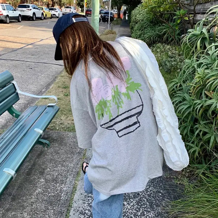 [BUNJANG] Frilly Baby Pink Flowerpot Point T-Shirt / [새상품] 프릴리 Baby pink Flowerpot Point T-Sh