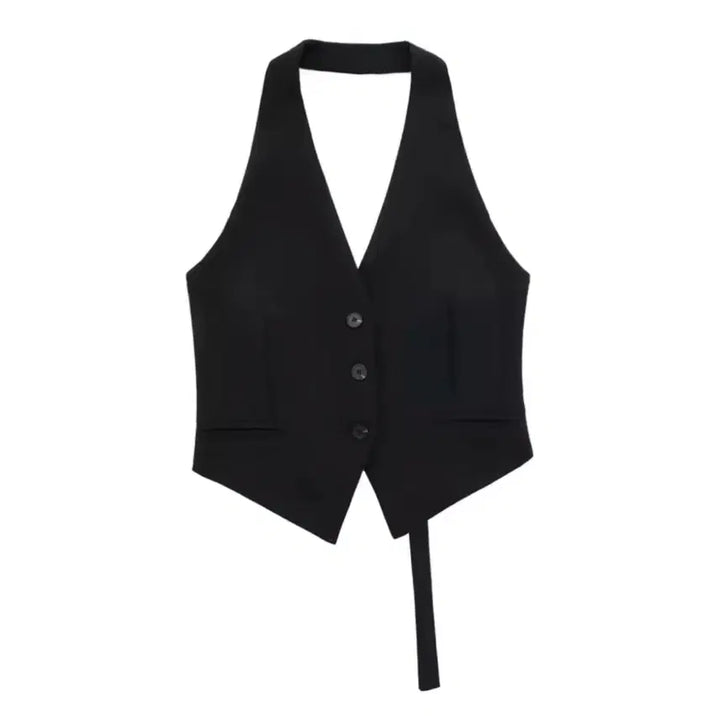 [SOLD OUT] 블랙 홀터넥 조끼 베스트 괴담출근 괴출 코스프레