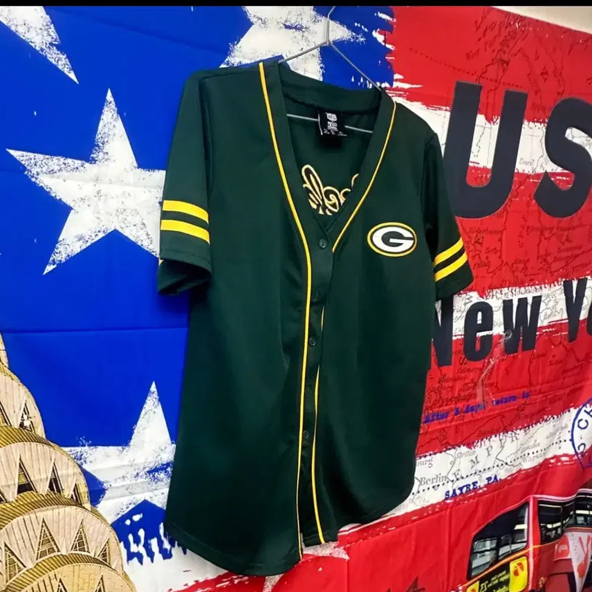 [BUNJANG] Green Bay Packers NFL Baseball Jersey Uniform / s급 NFL 그린베이 야구져지유니폼 s90