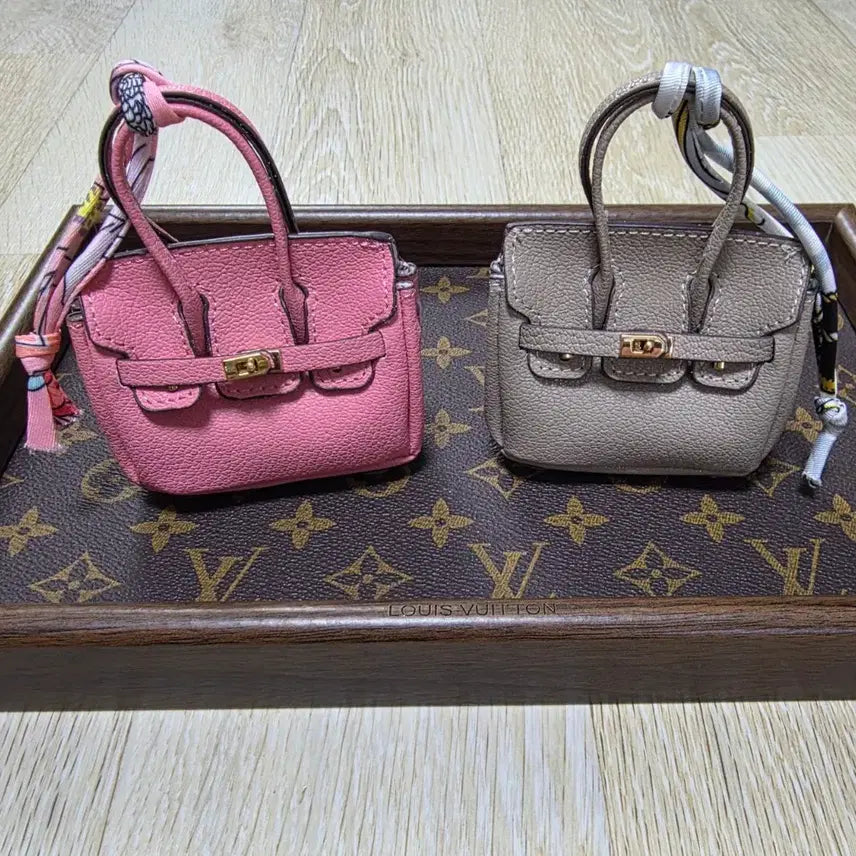 [BUNJANG] Mini Bag Charm Keychain Pink/Beige / 미니 백 참 키링 핑크/베이지
