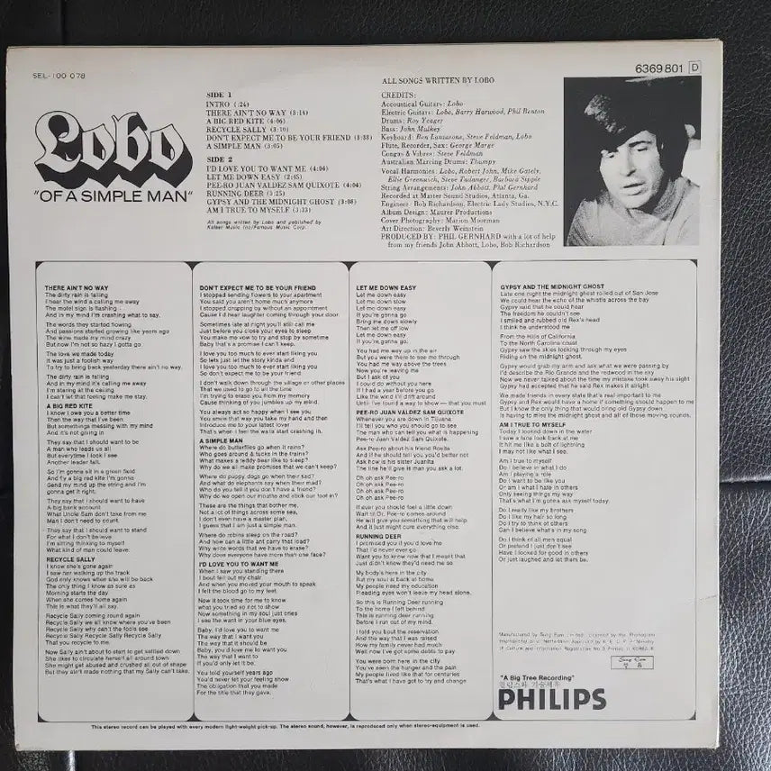 [BUNJANG] Lobo Of A Simple Man (SeongEum Philips License Pressing) LP / 로보(Lobo) - Of A Simple Man (성음 필립스반)