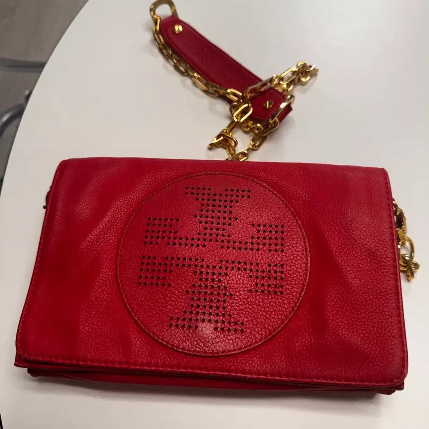 [BUNJANG] Tory Burch Red Leather Crossbody Bag / 정품 토리버치 레드 크로스백