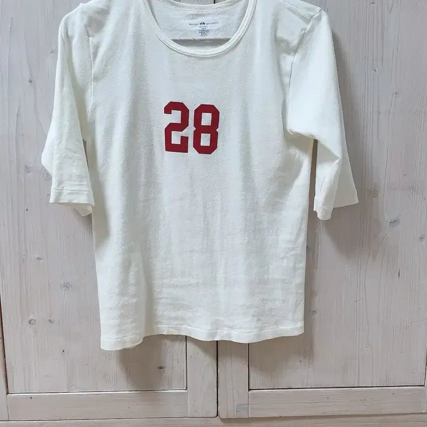 [SOLD OUT] 브랜디멜빌 28 숫자 프린트 5부 소매 티셔츠 화이트