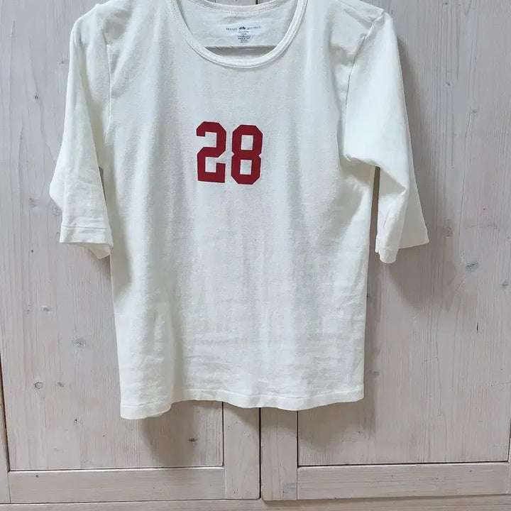 [SOLD OUT] 브랜디멜빌 28 숫자 프린트 5부 소매 티셔츠 화이트