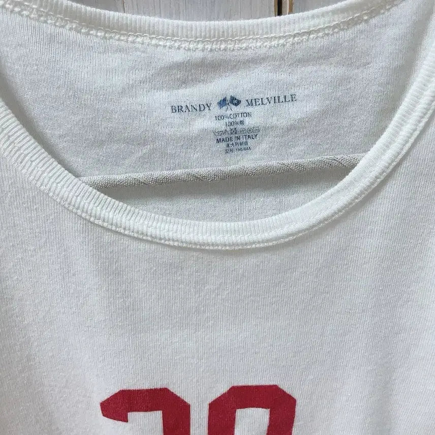 [SOLD OUT] 브랜디멜빌 28 숫자 프린트 5부 소매 티셔츠 화이트