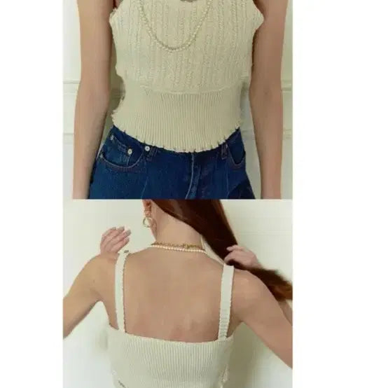 [SOLD OUT] 소프트서울 케이블 니트 뷔스티에 크림