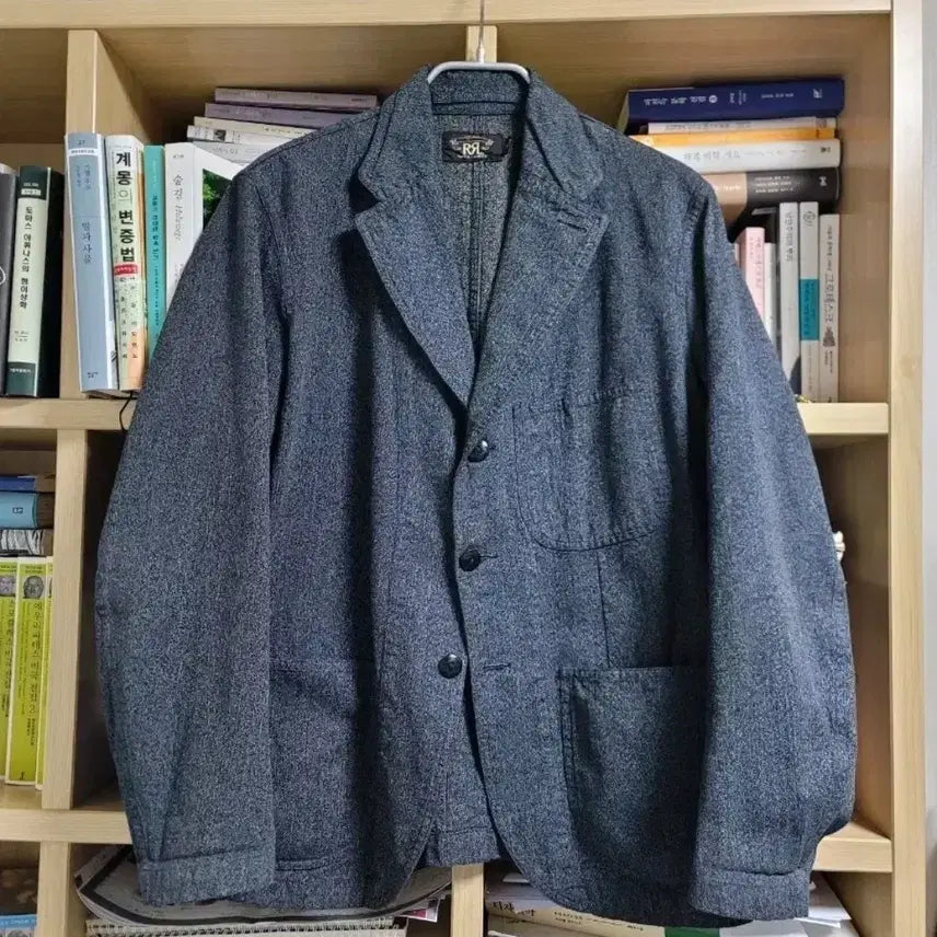 [BUNJANG] RRL Indigo Salt &amp; Pepper Chambray 3-Button Tailored Work Jacket / 더블알엘 인디고 솔트앤페퍼 샴브레이 3버튼 테일러드 워크자켓